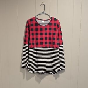Stylish Red and Black Plaid Top